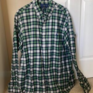 Ralph Lauren Green and Blue Plaid Classic Fit Performance Flannel - Size XXL